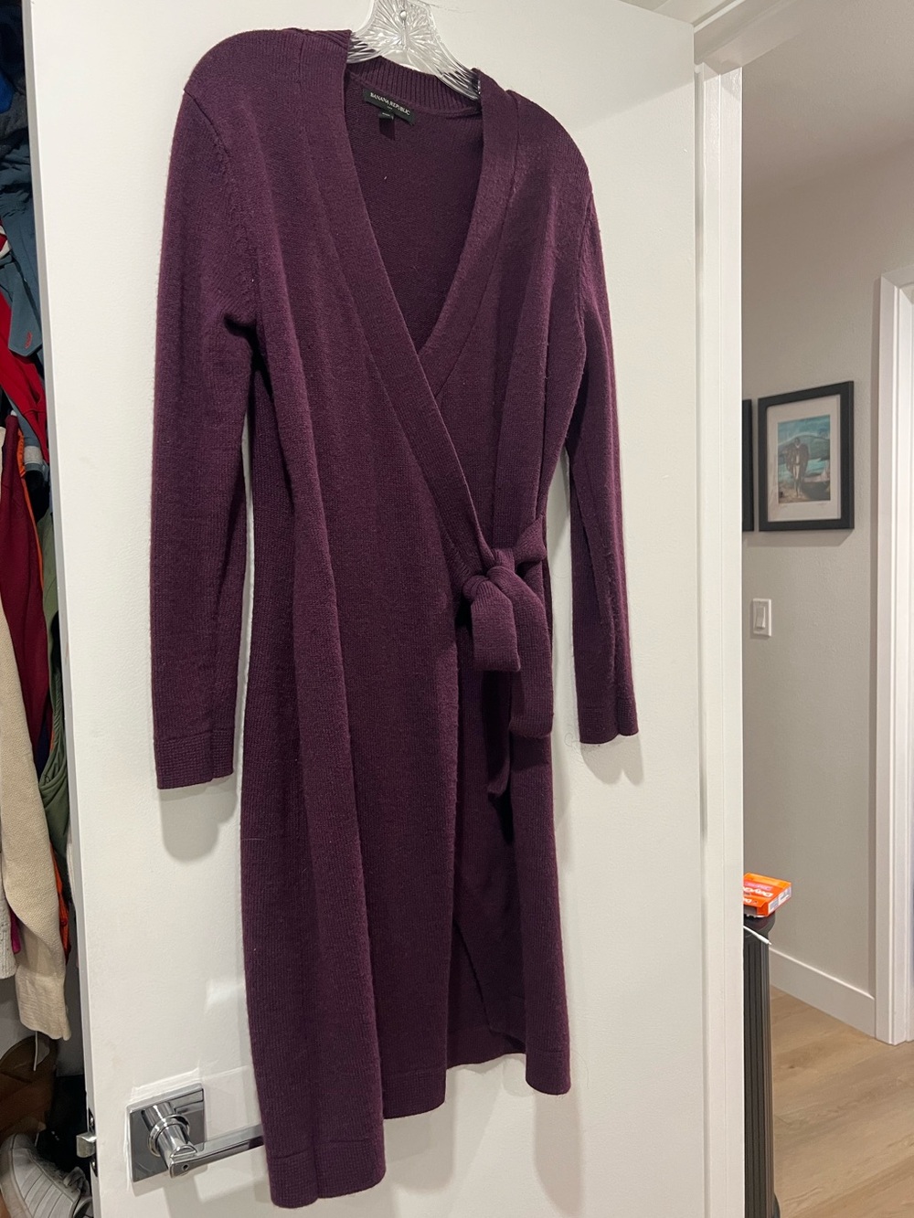 Banana Republic Long Sleeve Wrap Dress in Plum